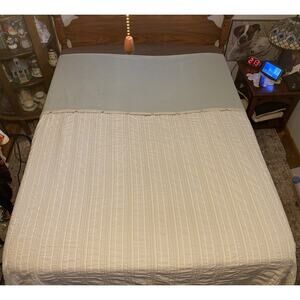 Woolrich Home Green Tan Stripe Queen Duvet Cover Cotton Linen Metal buttons